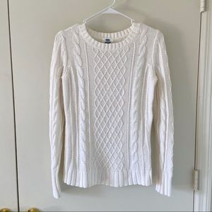 Old Navy Chunky Cable Knit Sweater in Cream XS